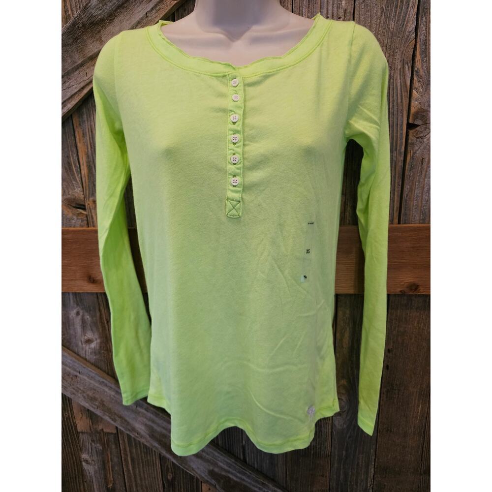 NWT A&F lightweight long sleeve 1/4 button up pullover 90s neon casual XS